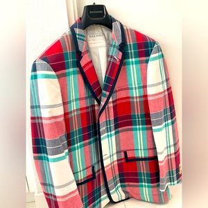 Brooks Bros Thom Browne Pink & Green Plaid Sports Coat Size 40R